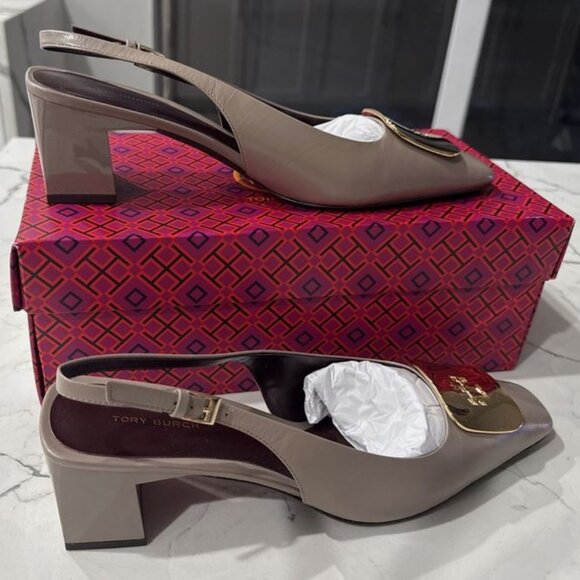 Brand New Tory Burch sz 9.5 GEORGIA SLINGBACK dark elk sandals 156479 - Picture 8 of 9